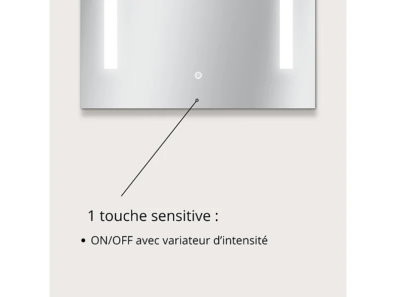 Specchio rettangolare LED L60/80cm illuminazione laterale LUMENA