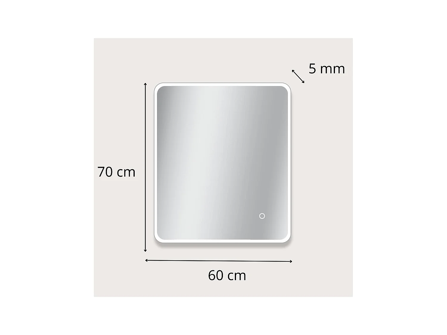 Rechteckiger LED-Spiegel L60/80/90/120cm mit Hintergrundbeleuchtung MIRALUX