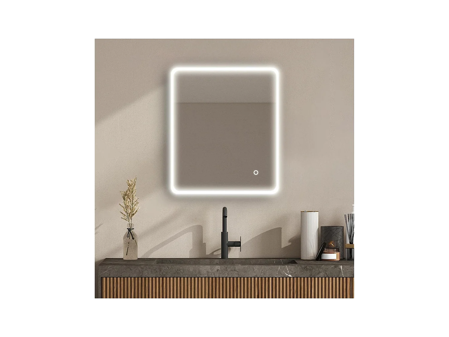 Miroir LED rectangulaire L60/80/90/120cm avec cadre rétro-éclairé