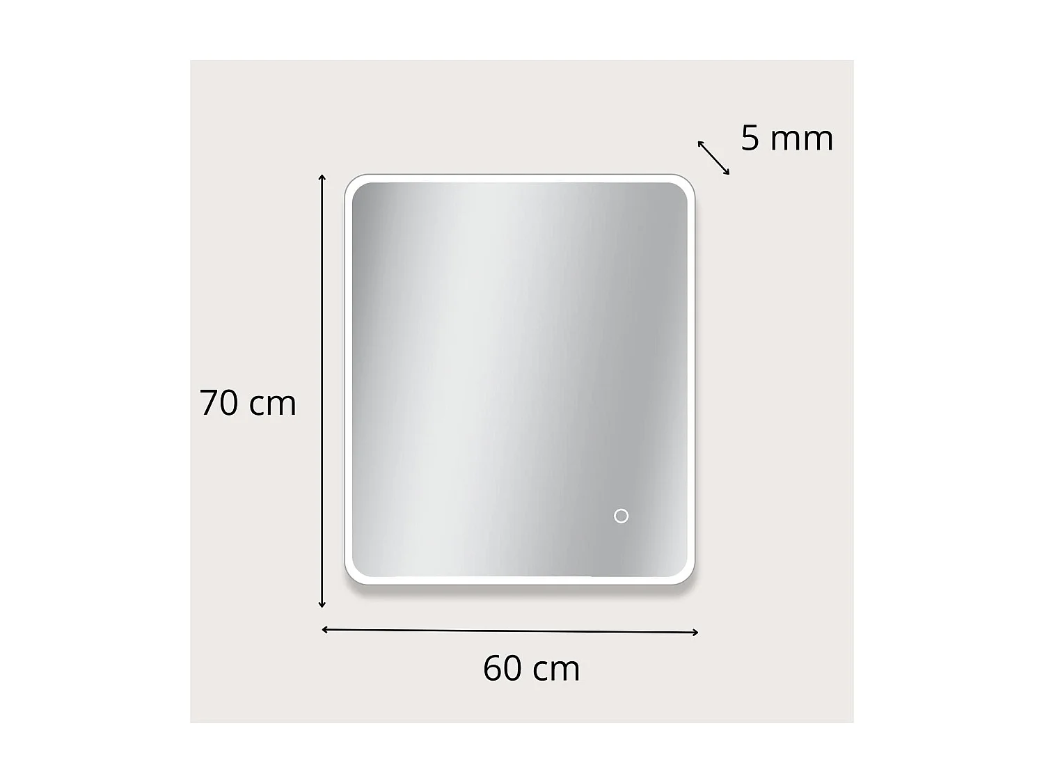 Specchio rettangolare LED L60/80/90/120cm con retroilluminazione MIRALUX