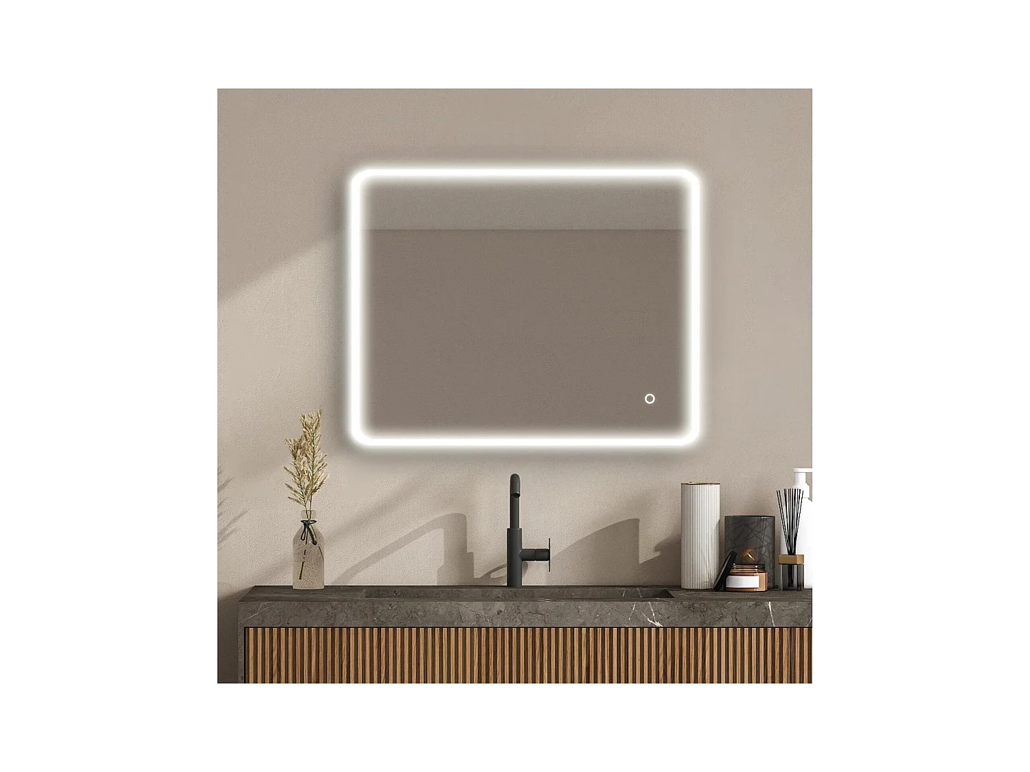 Rechteckiger LED-Spiegel L60/80/90/120cm mit Hintergrundbeleuchtung MIRALUX