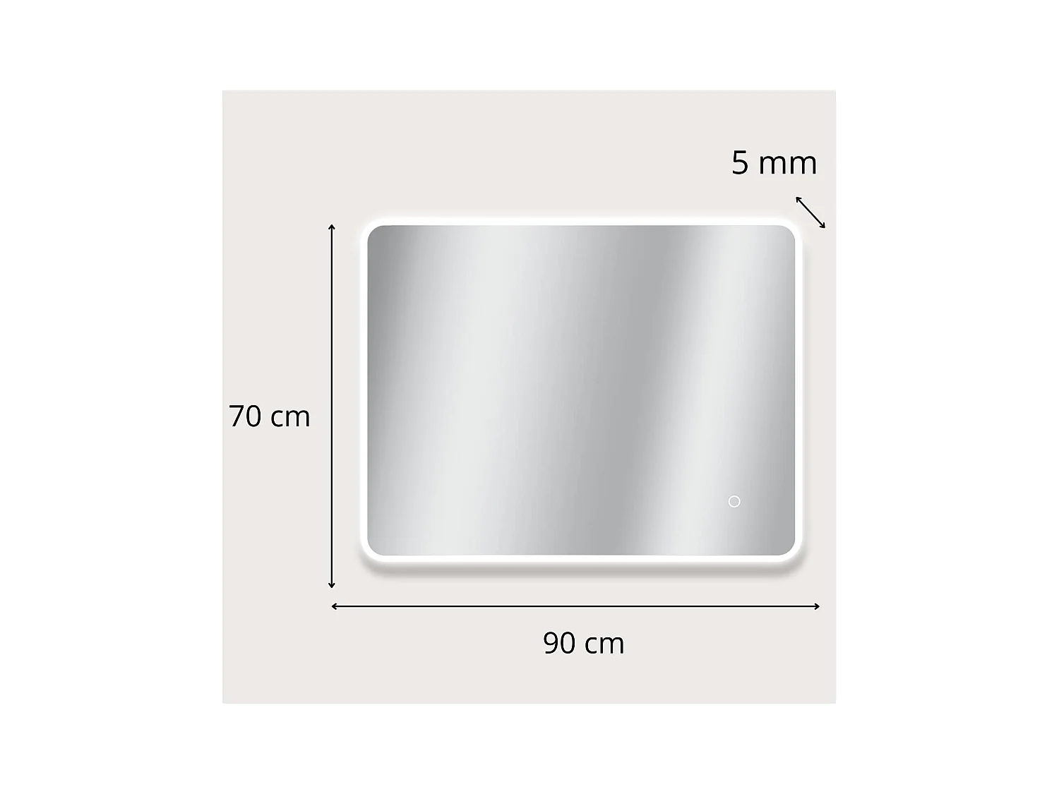 Rechteckiger LED-Spiegel L60/80/90/120cm mit Hintergrundbeleuchtung MIRALUX