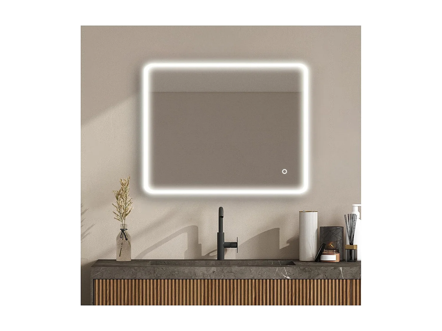 Rechthoekige LED-spiegel L60/80/90/120cm met achtergrondverlichting MIRALUX
