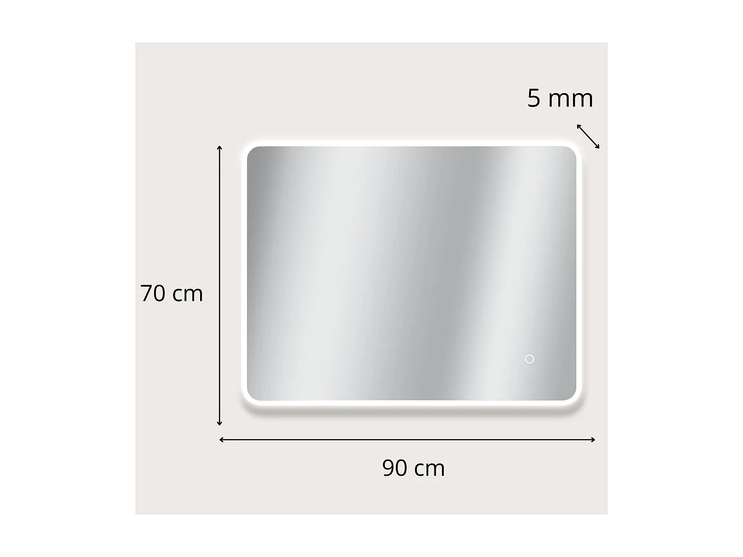 Rechthoekige LED-spiegel L60/80/90/120cm met achtergrondverlichting MIRALUX