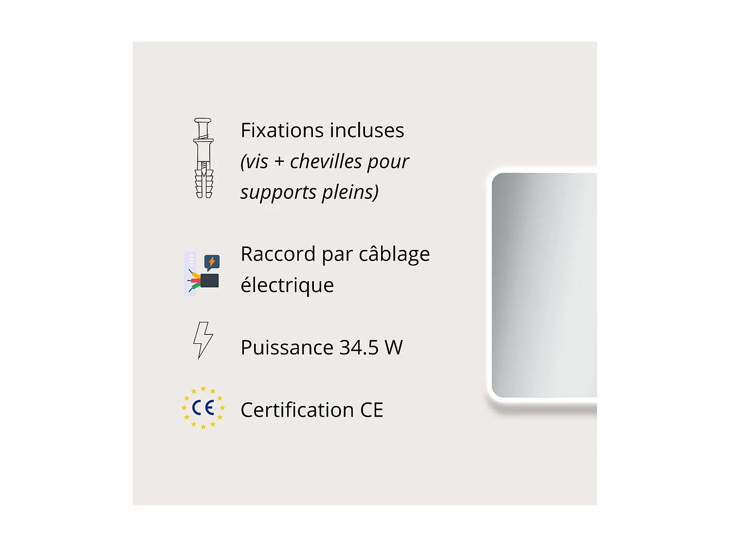 Rechthoekige LED-spiegel L60/80/90/120cm met achtergrondverlichting MIRALUX