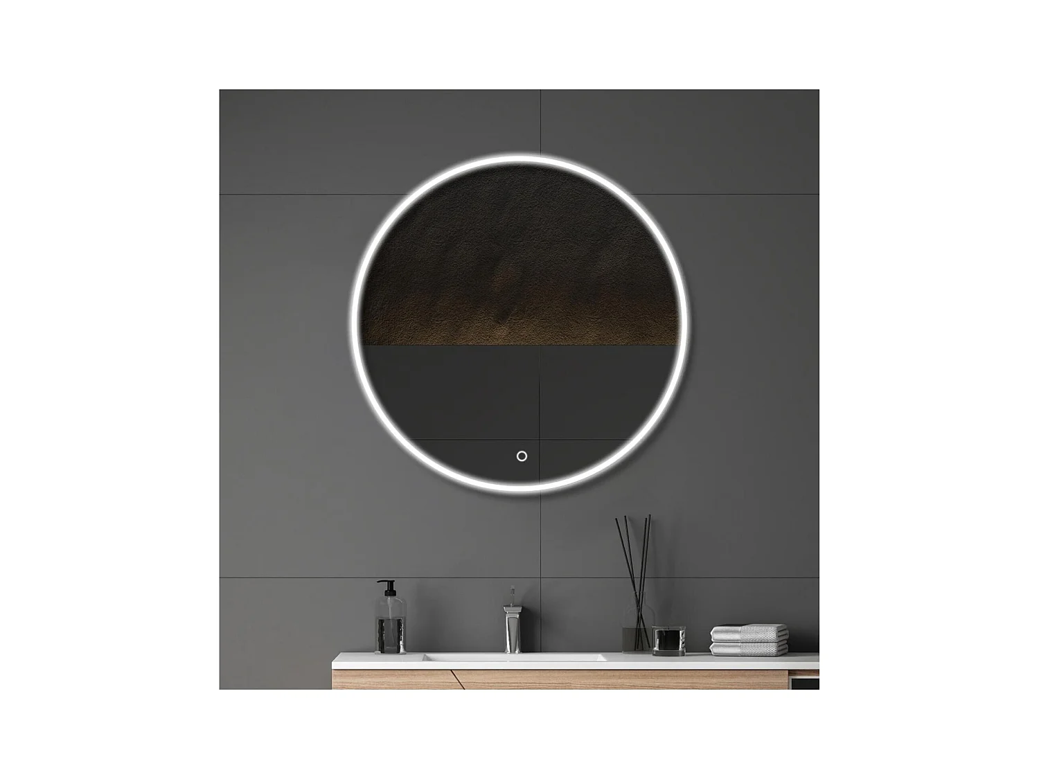 Miroir LED rond D60/70/80cm avec cadre rétro-éclairé
