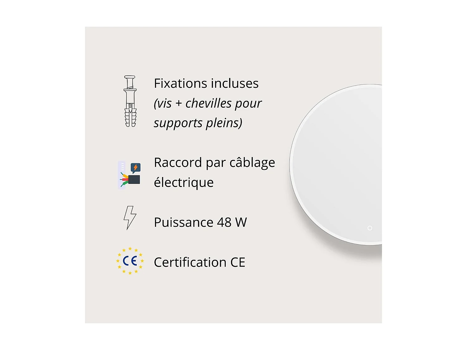 Ronde LED-spiegel D60/70/80cm met verlicht frame ORAYA