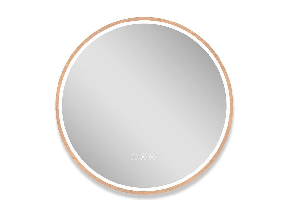 Ronde LED-spiegel D60cm met houten lijst GLIMMA