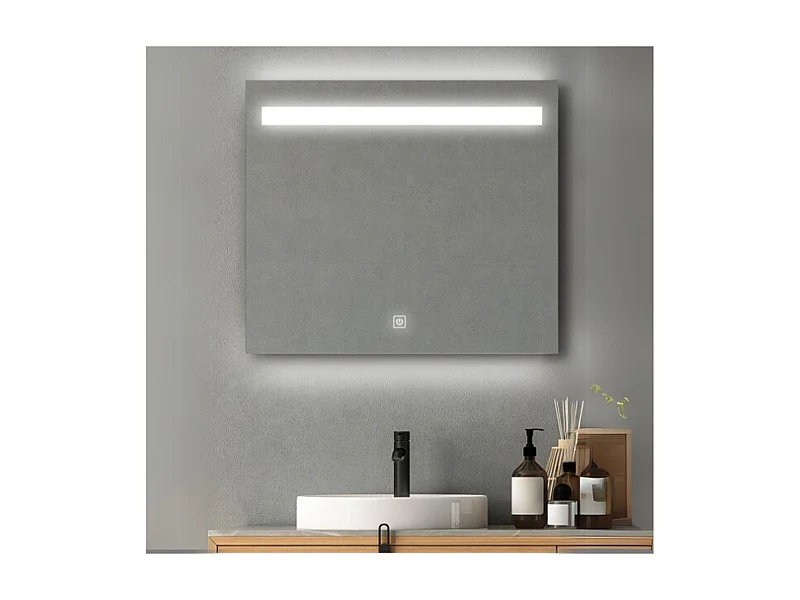 Rechteckiger LED-Spiegel L60/80cm mit Dimmer NOVA LUX