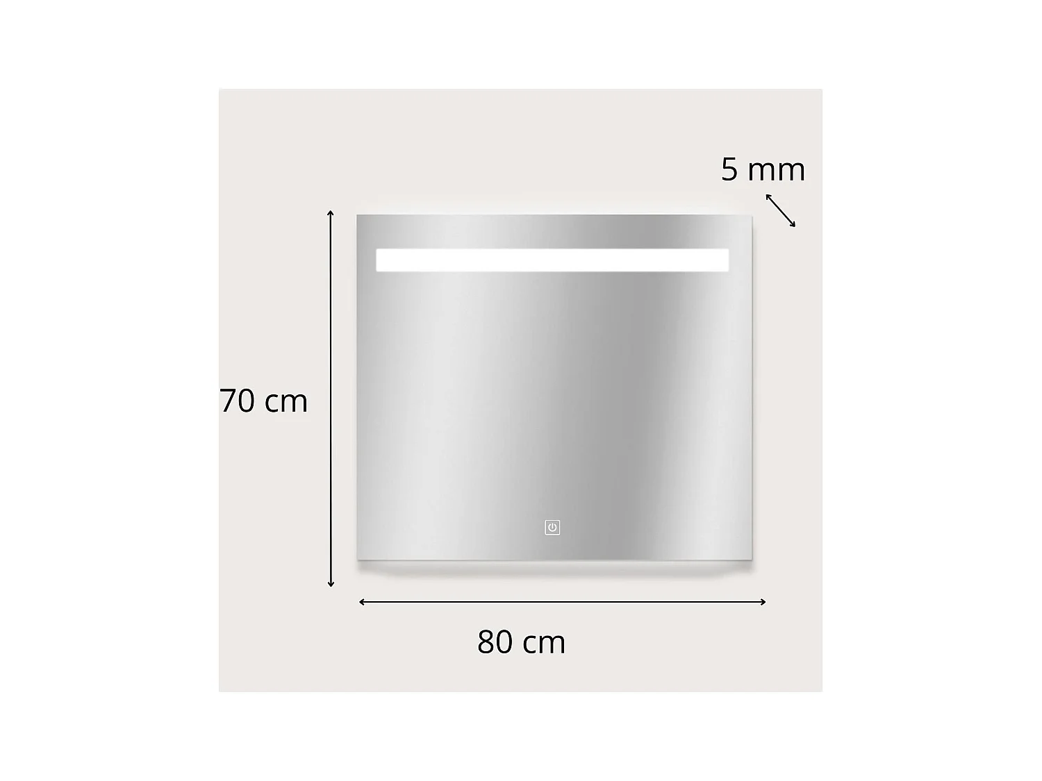 Rechthoekige LED-spiegel L60/80cm met dimmer NOVA LUX
