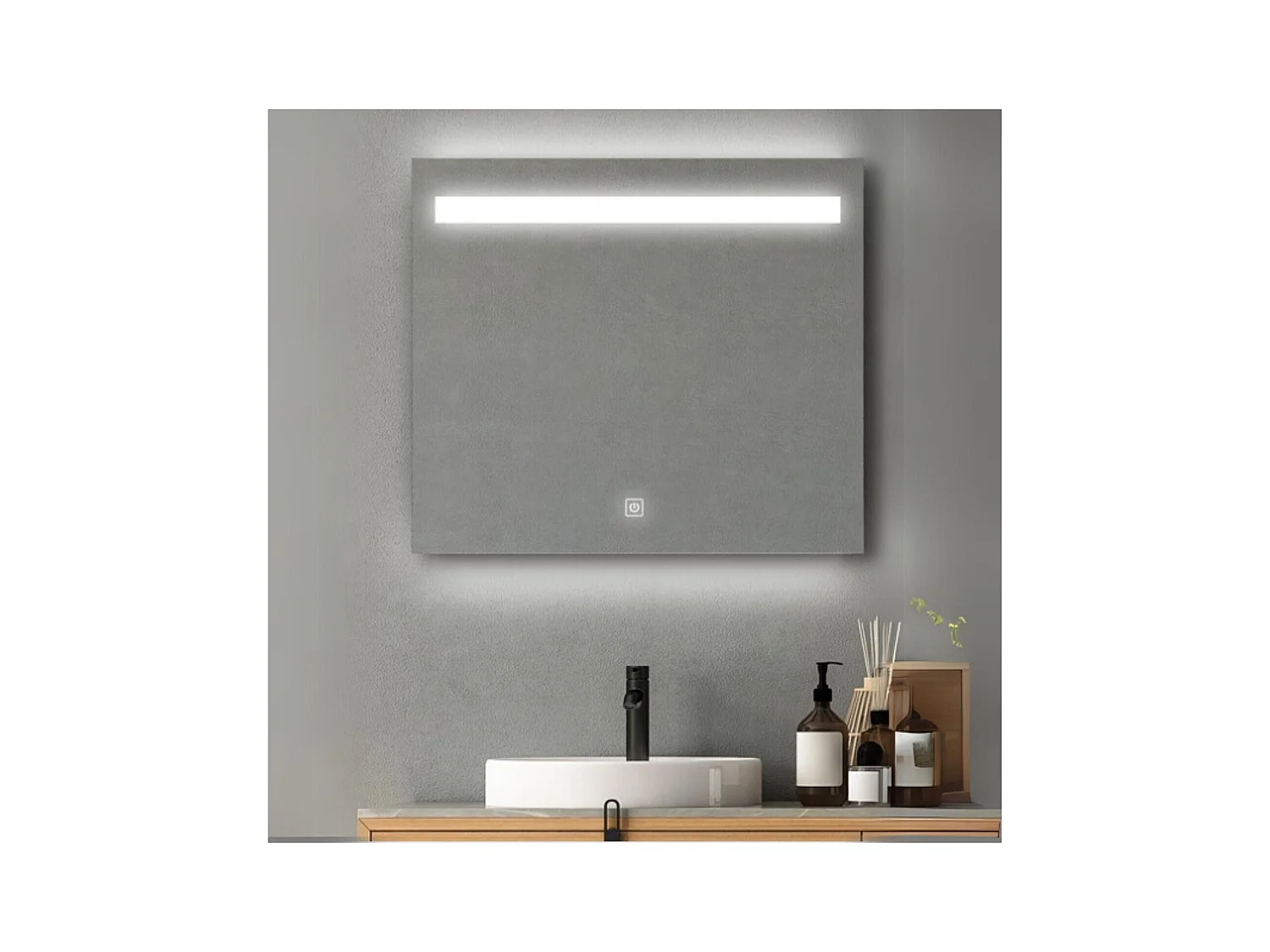 Miroir LED rectangulaire L60/80cm avec variateur