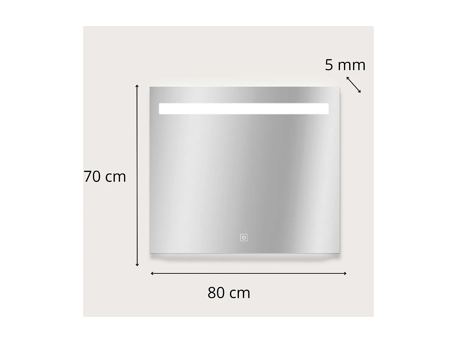 Rechthoekige LED-spiegel L60/80cm met dimmer NOVA LUX