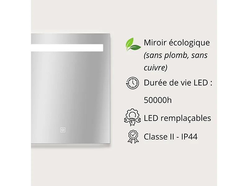 Specchio rettangolare LED L60/80cm con dimmer NOVA LUX