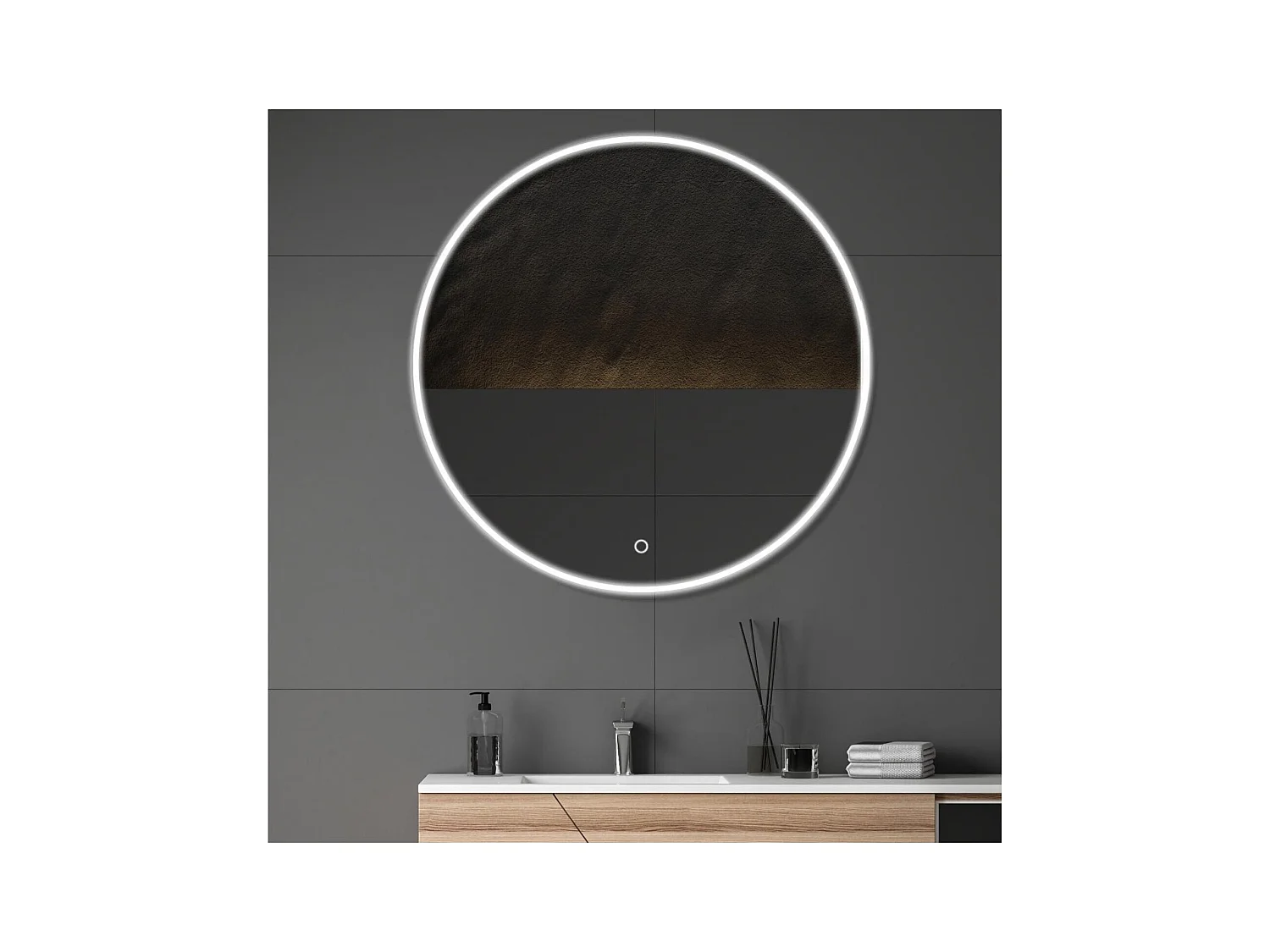 Miroir LED rond D60/70/80cm avec cadre rétro-éclairé
