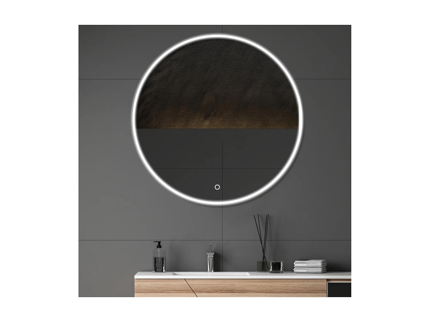 Ronde LED-spiegel D60/70/80cm met verlicht frame ORAYA