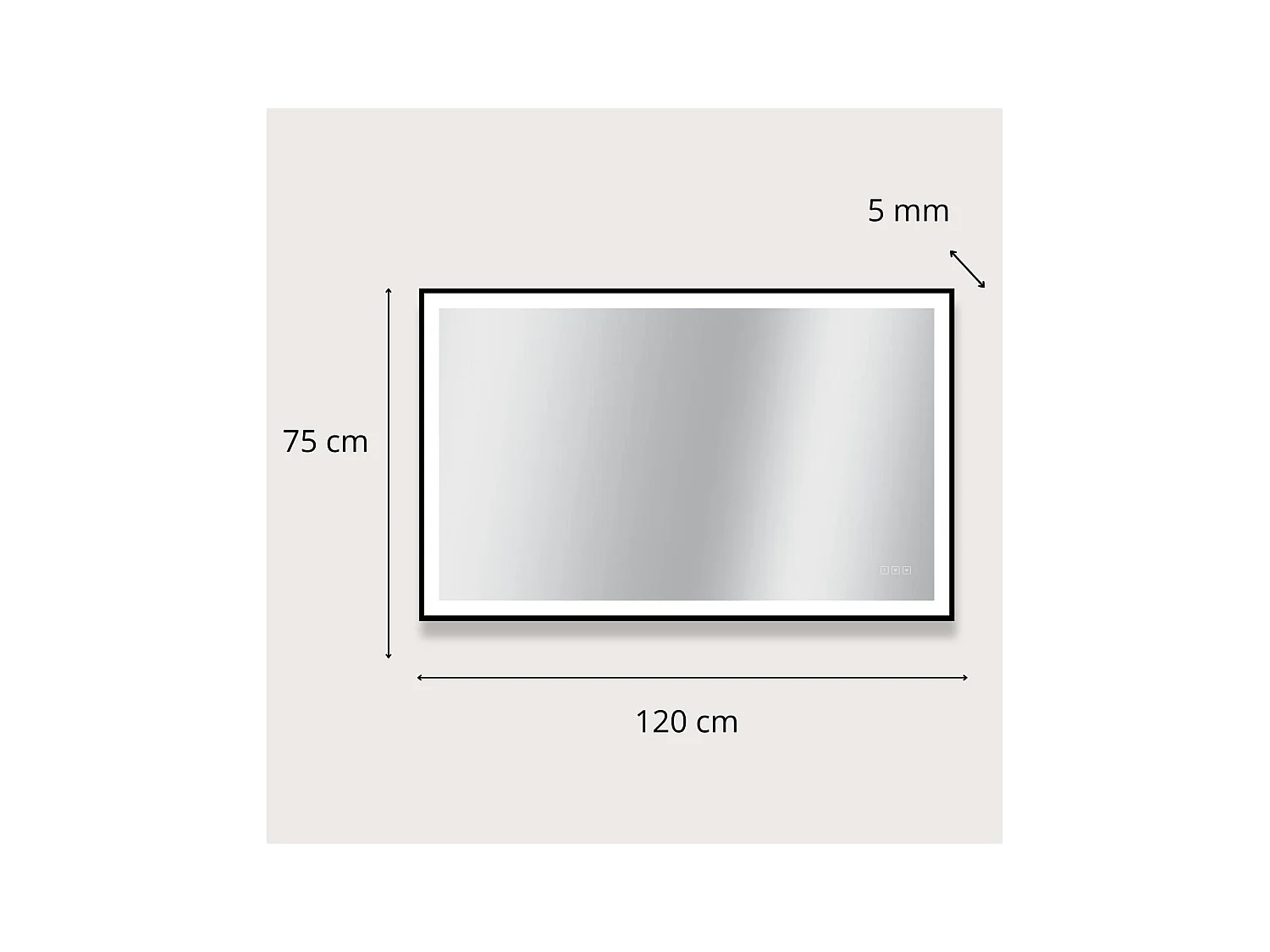 Rechteckiger LED-Spiegel L60/80/120cm mit schwarzem Aluminiumrahmen VELUNA