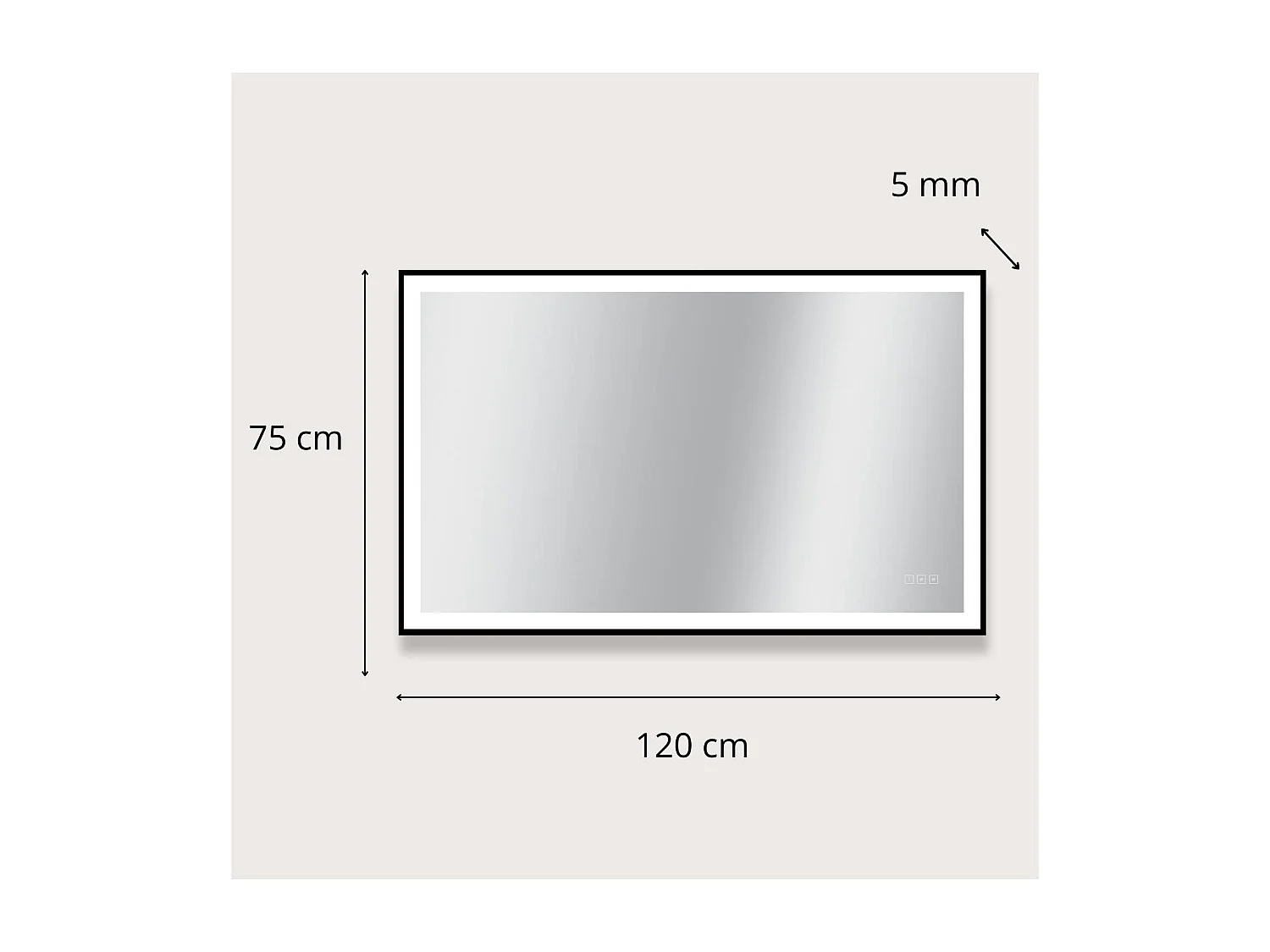 Rechthoekige LED-spiegel L60/80/120cm met zwart aluminium frame VELUNA