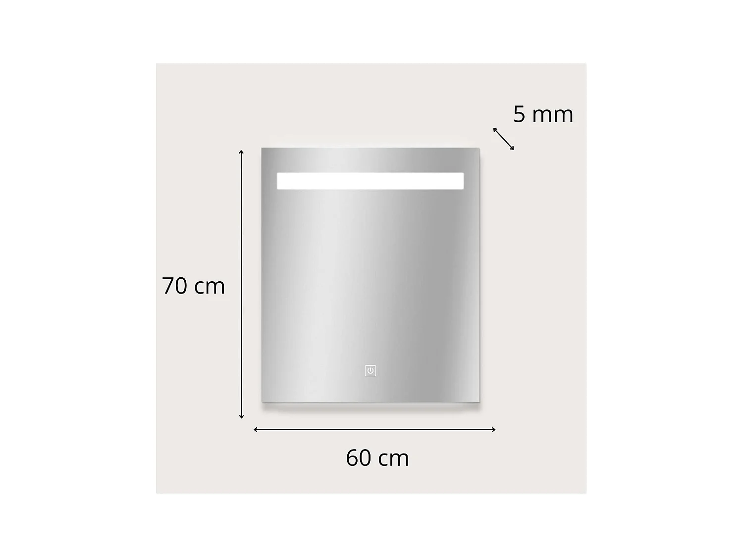 Espejo LED rectangular L60/80cm de vidrio plateado NOVA LUX