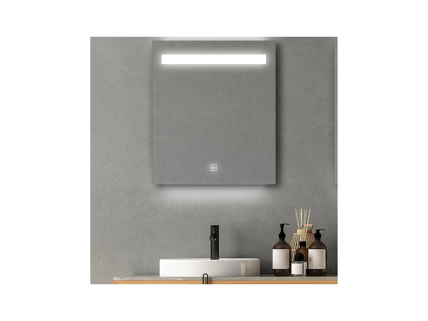 Miroir LED rectangulaire L60/80cm avec variateur