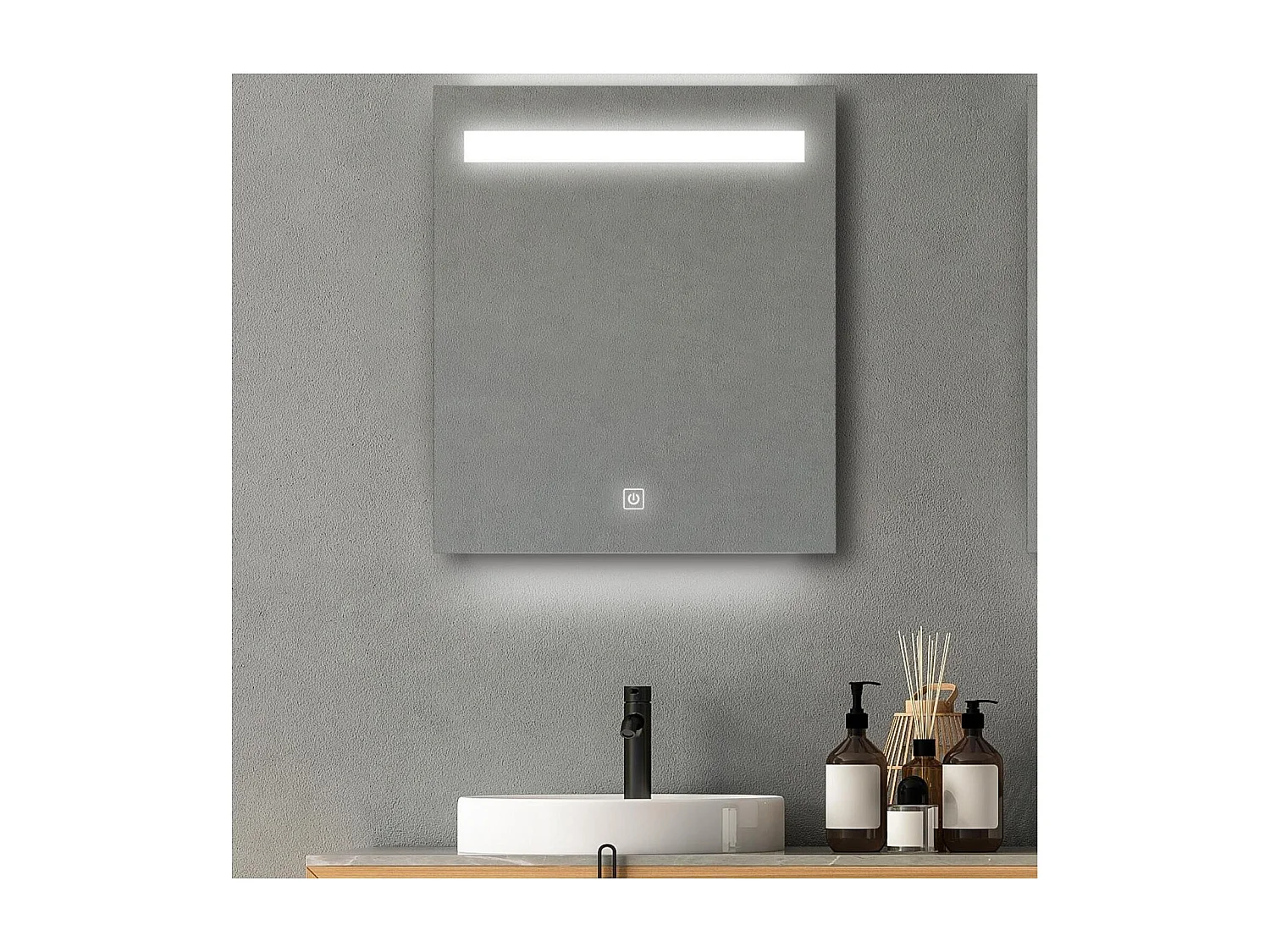 Rechthoekige LED-spiegel L60/80cm met dimmer NOVA LUX