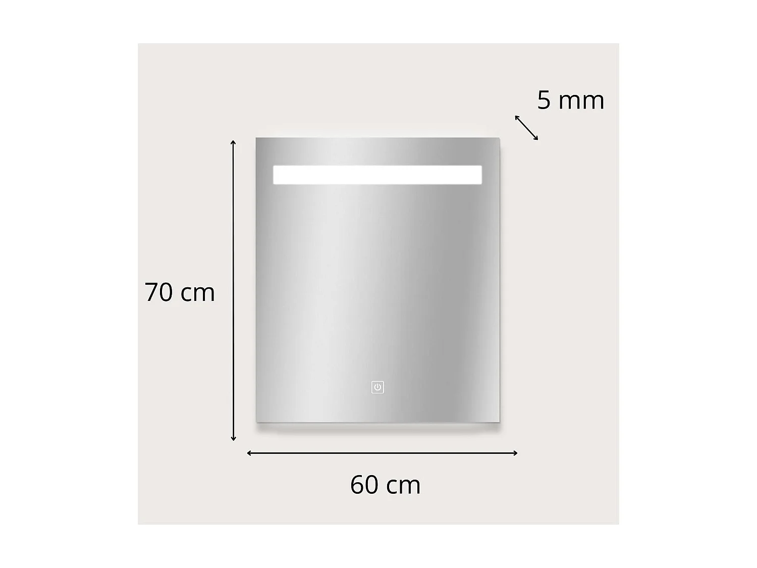 Rechthoekige LED-spiegel L60/80cm met dimmer NOVA LUX