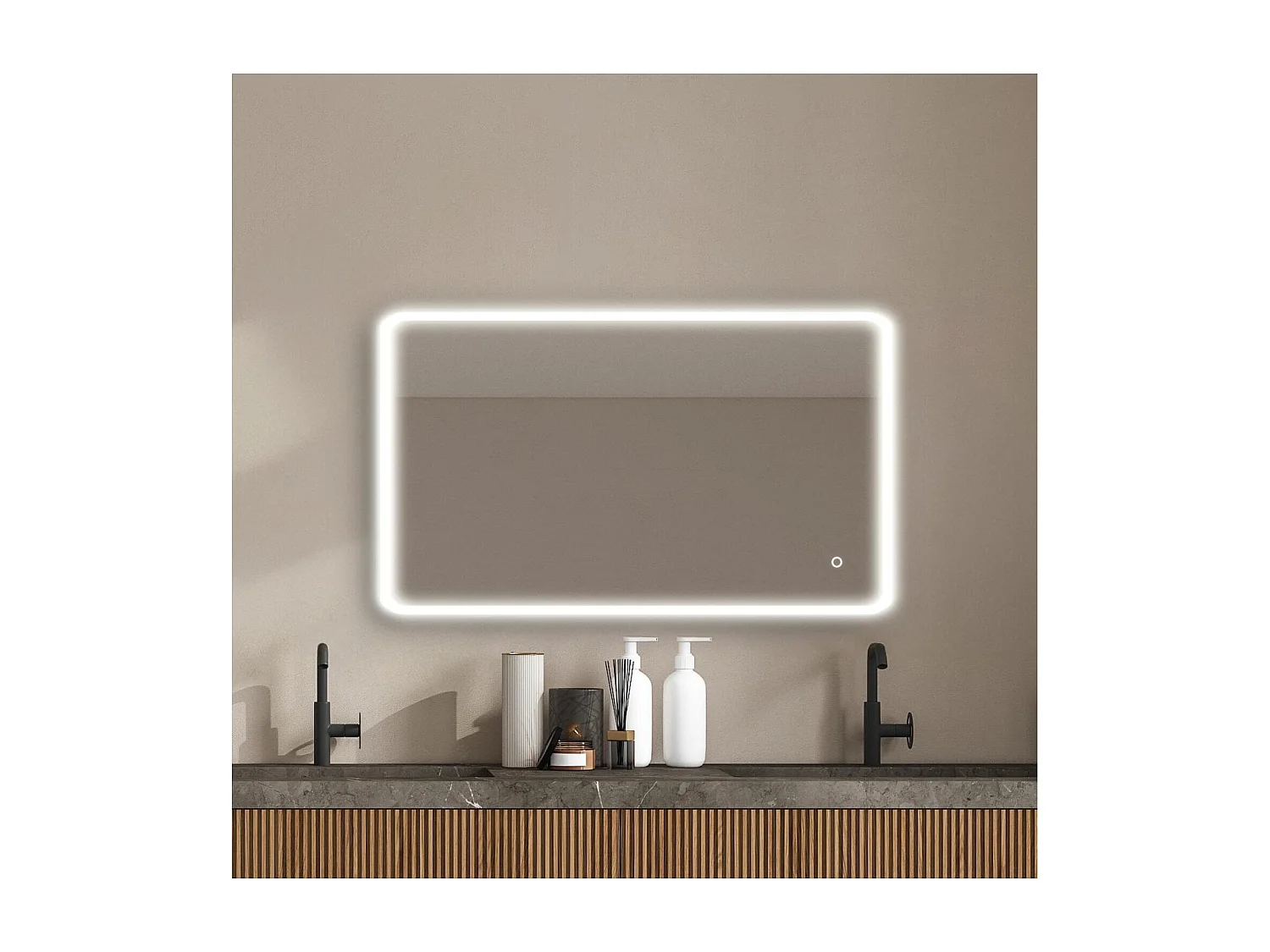 Espejo LED rectangular L60/80/90/120cm  con retroiluminación MIRALUX