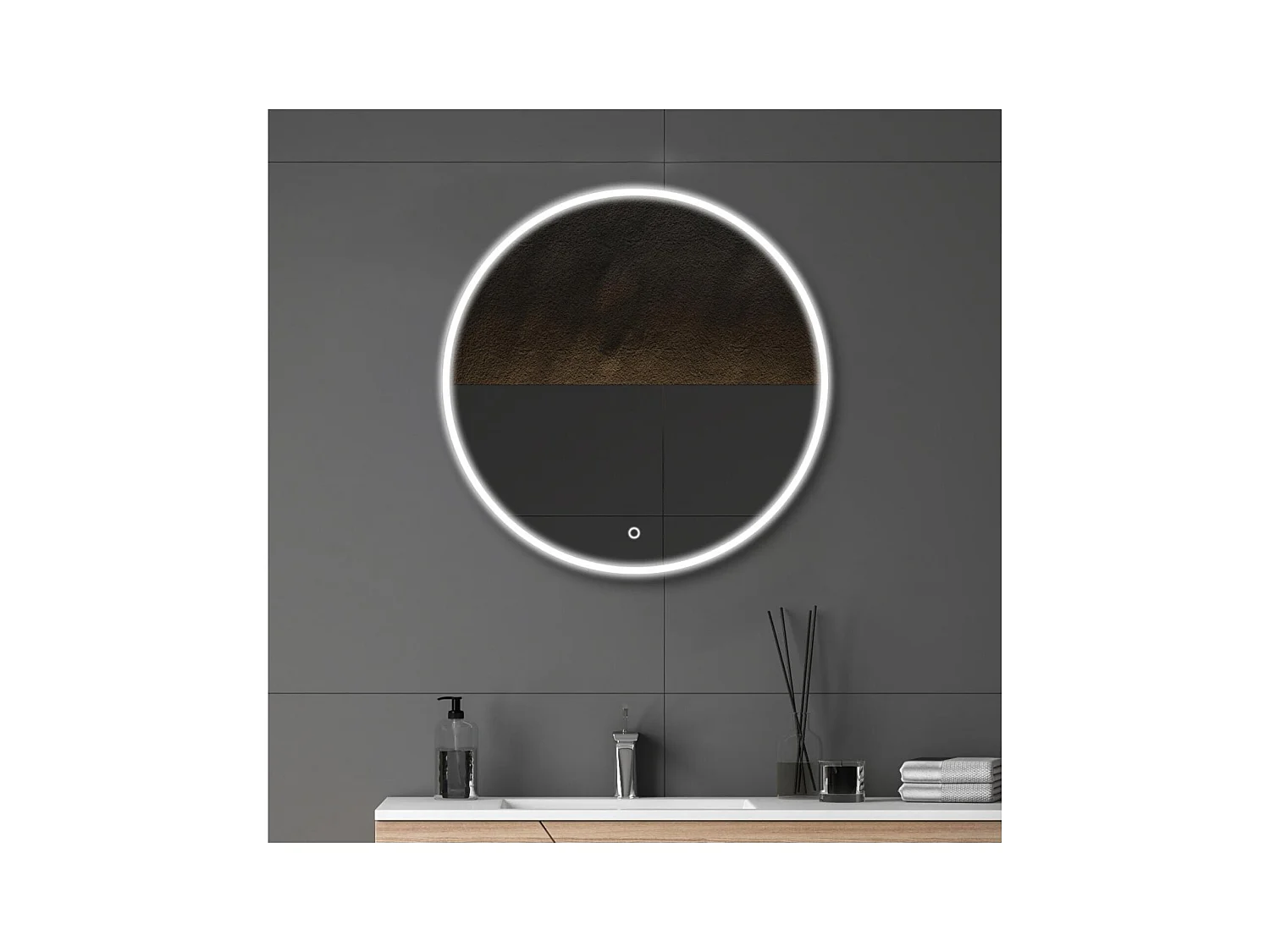 Ronde LED-spiegel D60/70/80cm met verlicht frame ORAYA