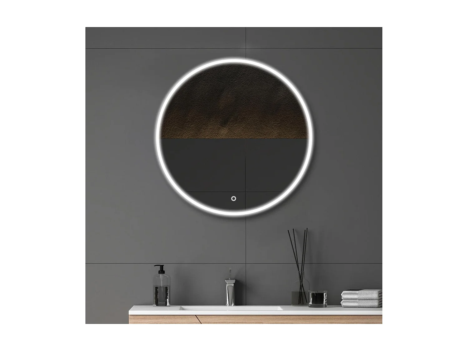 Ronde LED-spiegel D60/70/80cm met verlicht frame ORAYA
