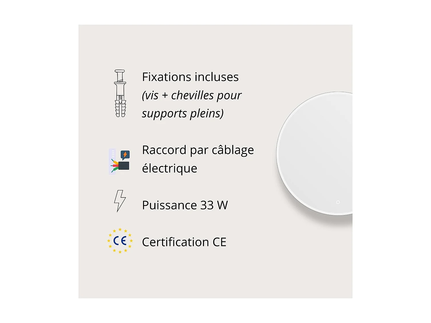 Ronde LED-spiegel D60/70/80cm met verlicht frame ORAYA
