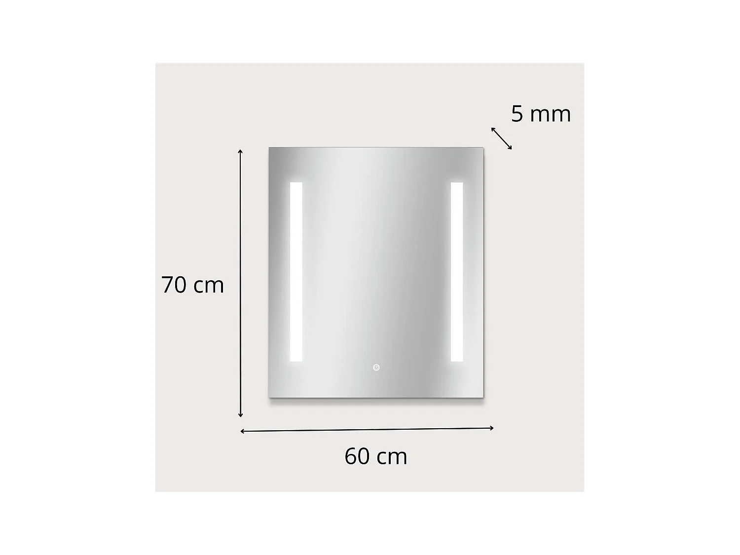 Rechteckiger LED-Spiegel L60/80cm Seitenbeleuchtung LUMENA
