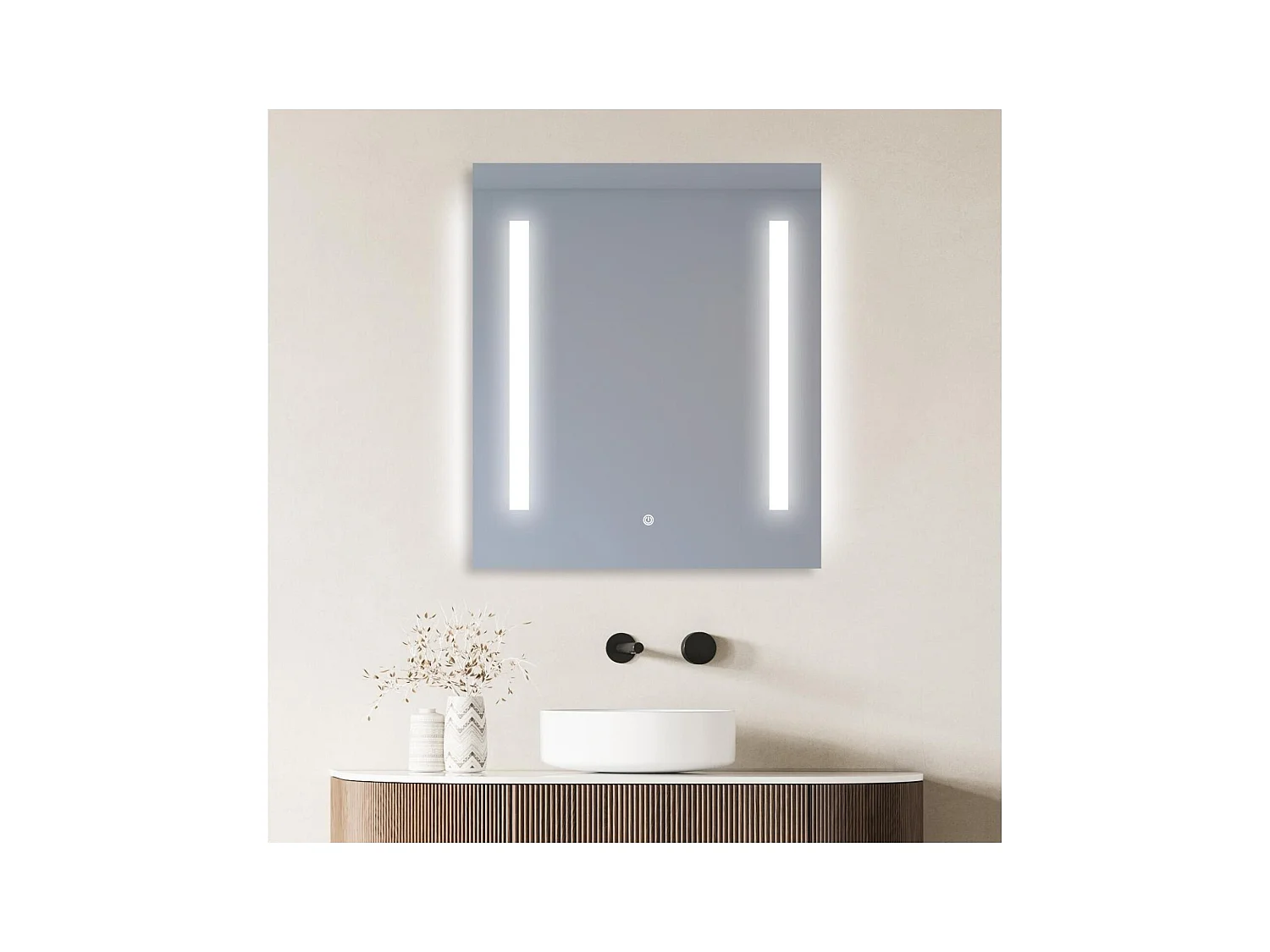 Miroir LED rectangulaire L60/80cm éclairage latéral