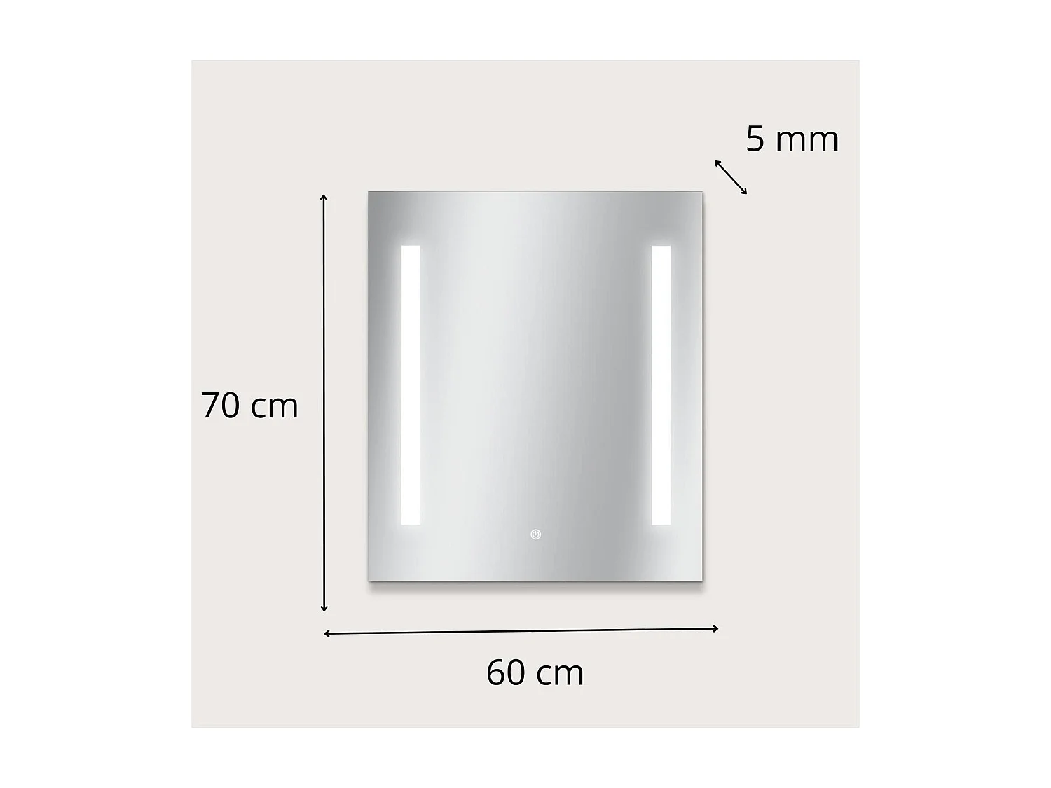 Rechthoekige LED-spiegel L60/80cm zijverlichting LUMENA