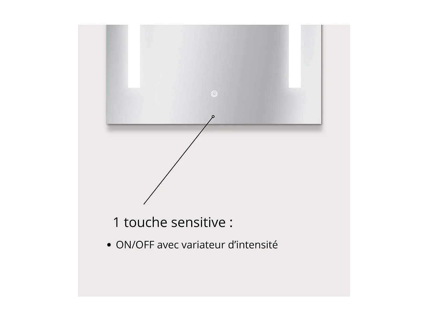 Rechthoekige LED-spiegel L60/80cm zijverlichting LUMENA