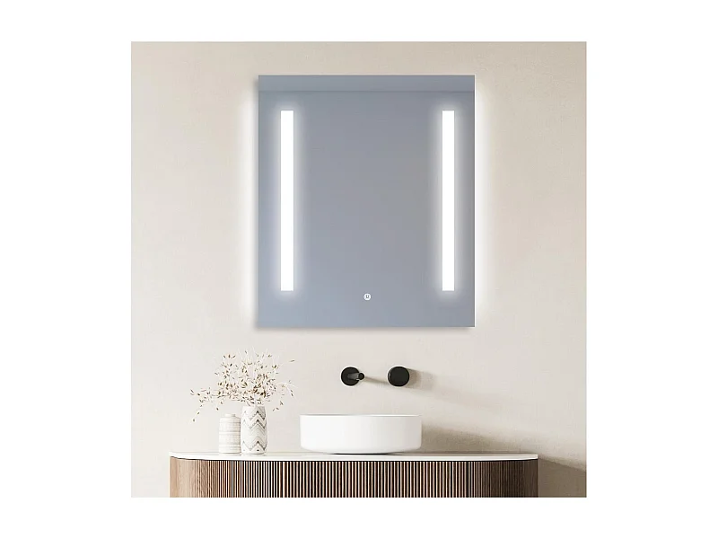 Rechthoekige LED-spiegel L60/80cm zijverlichting LUMENA