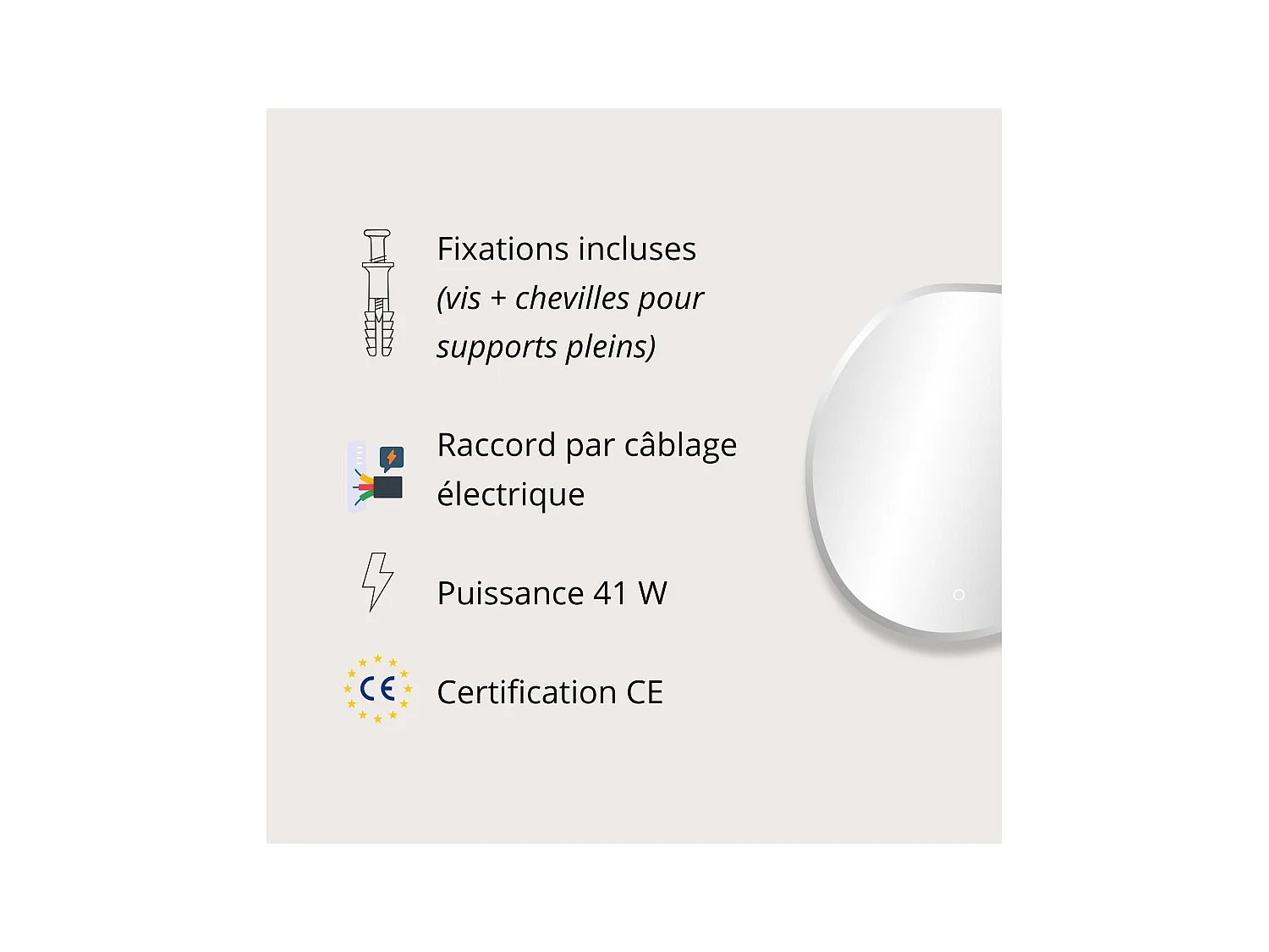 FLUEA Organischer LED-Spiegel D60/80cm mit abgeschrägten Kanten