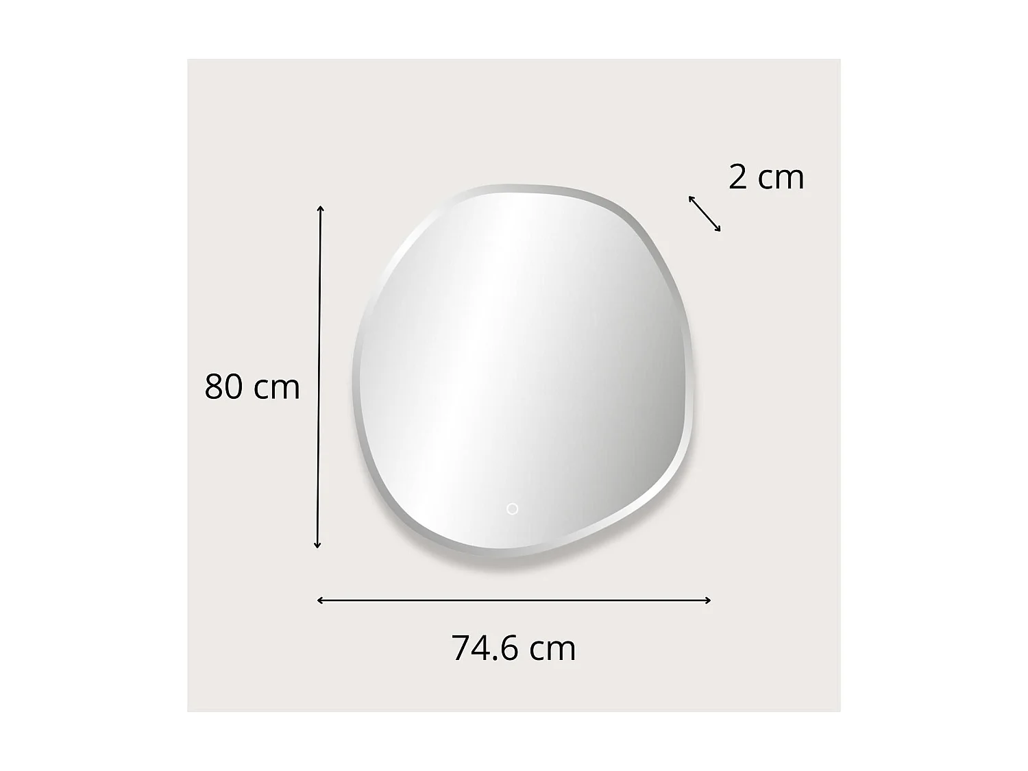 Specchio LED organico FLUEA D60/80cm con bordi smussati