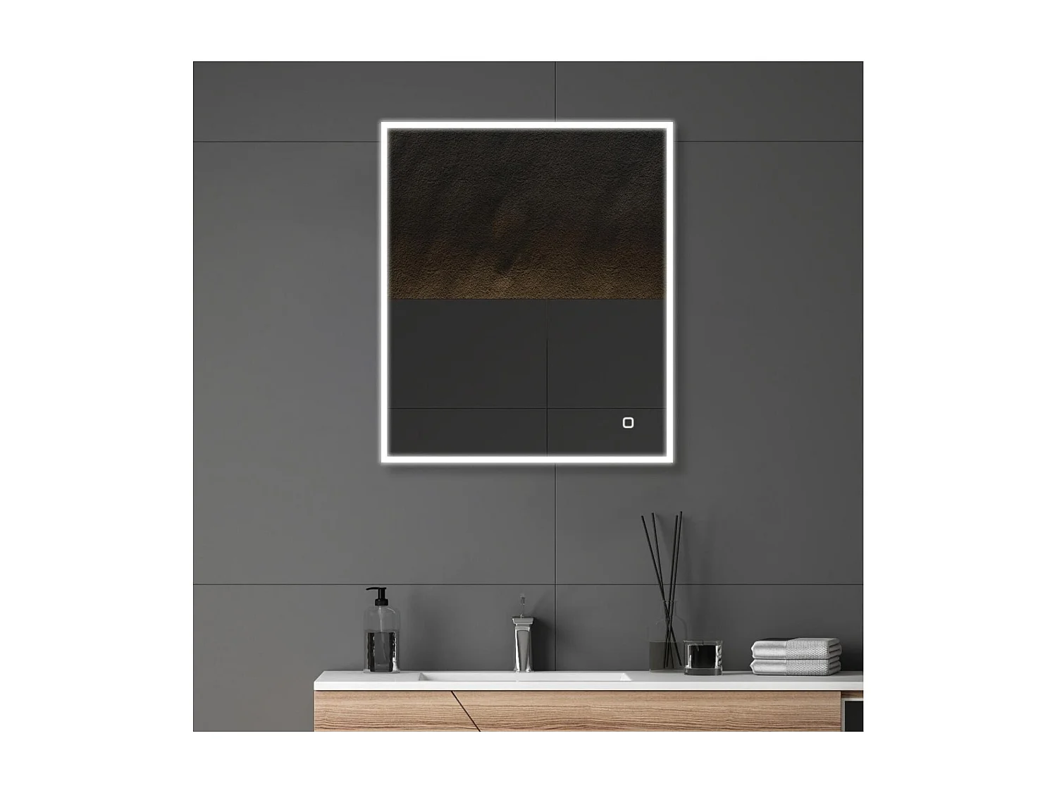 Specchio rettangolare LED L60/80cm cornice retroilluminata ECLIPS