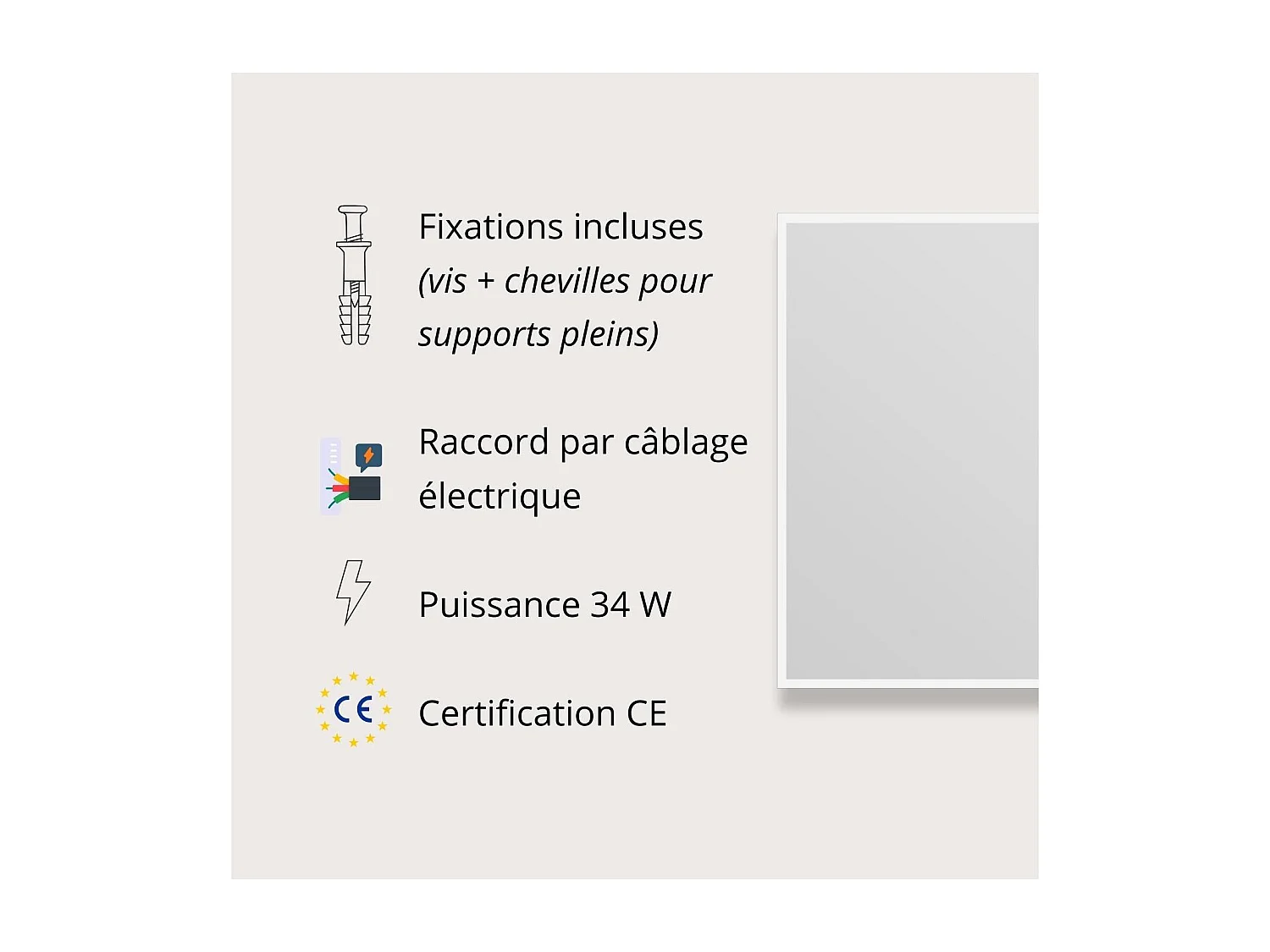 Specchio rettangolare LED L60/80cm cornice retroilluminata ECLIPS