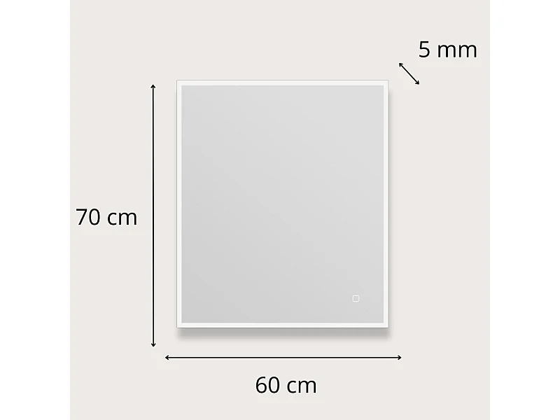 Espelho LED retangular L60/80cm de vidro prateado ECLIPS