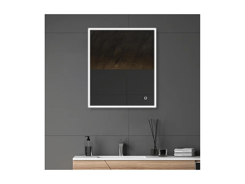 Rechthoekige LED-spiegel L60/80cm met verlicht frame ECLIPS