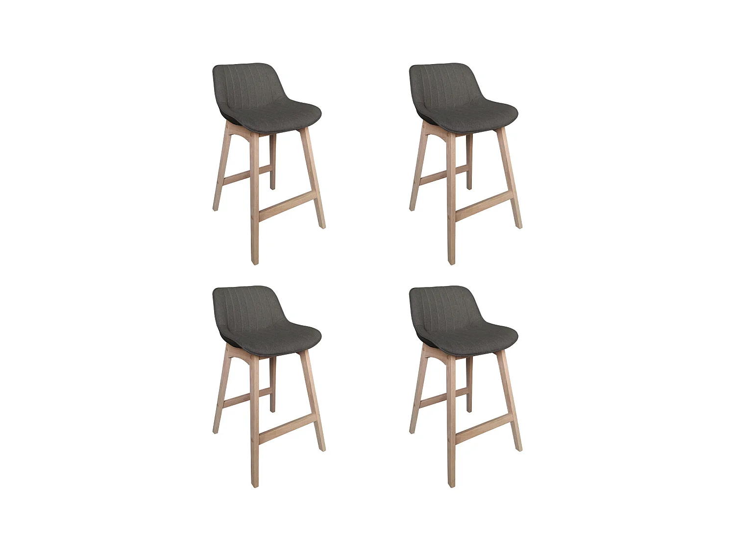 Lot de chaises d'îlot et bar en chêne et assise tissu H65cm