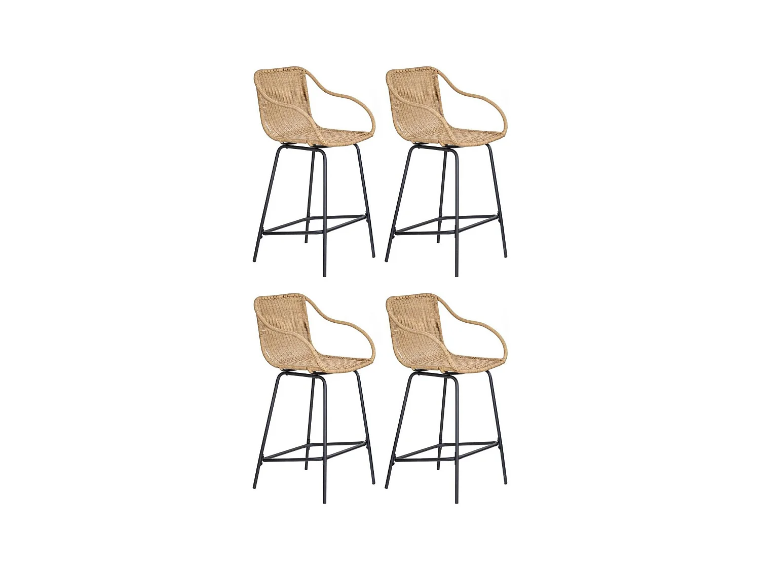 Set di sedie da bar e da isola in metallo con seduta in rattan 65 cm MOOREA