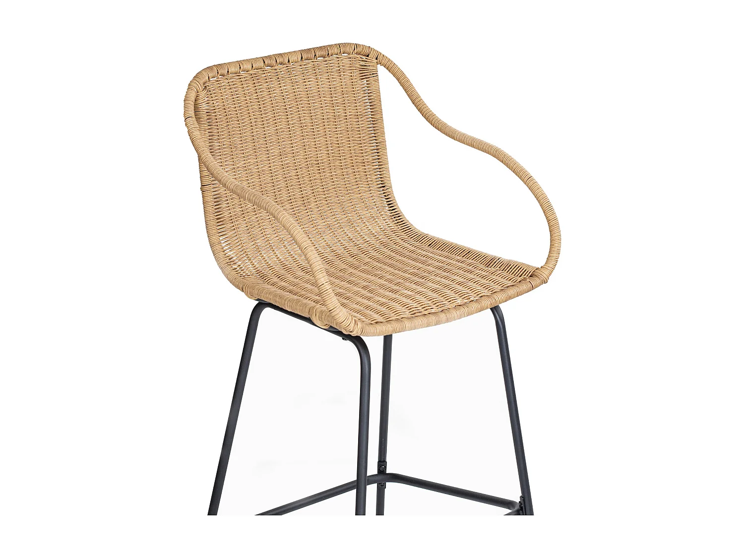 Set metalen eiland- en barstoelen met rotan zitting 65cm MOOREA