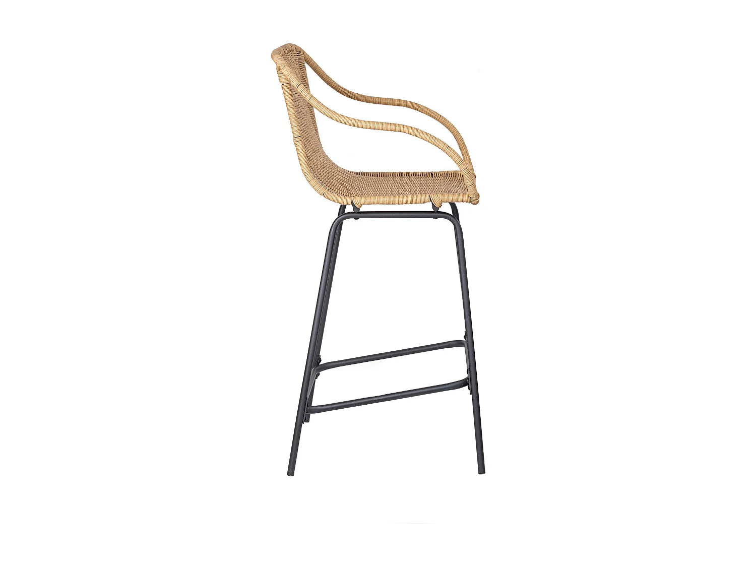 Set metalen eiland- en barstoelen met rotan zitting 65cm MOOREA
