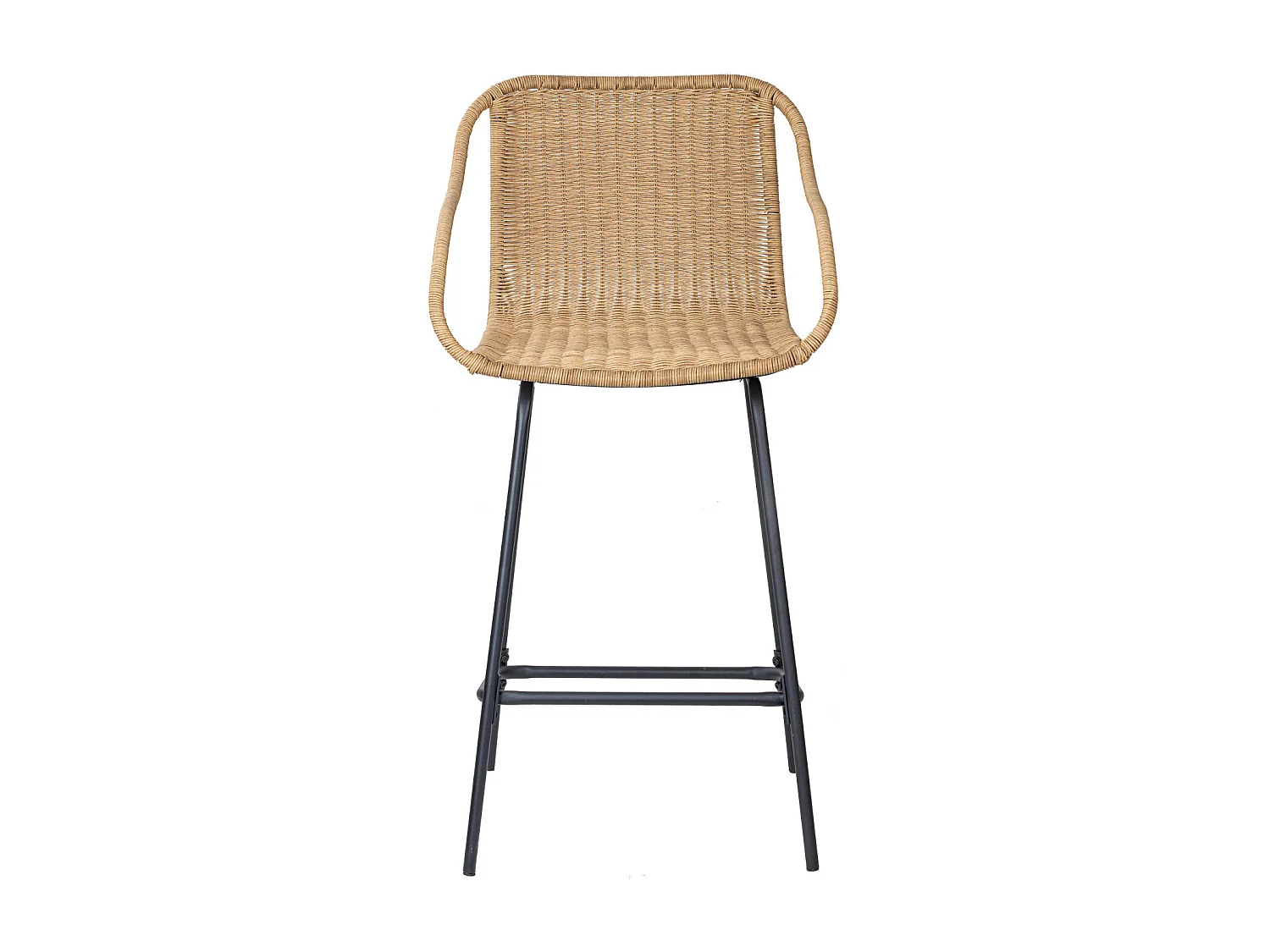 Set metalen eiland- en barstoelen met rotan zitting 65cm MOOREA