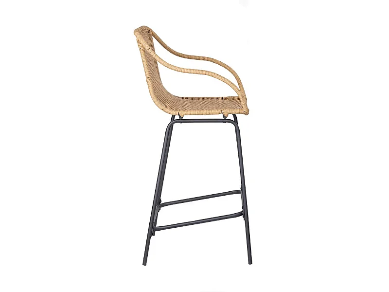Lot de chaises d'ilot et bar MOOREA en métal et assise en rotin 65cm