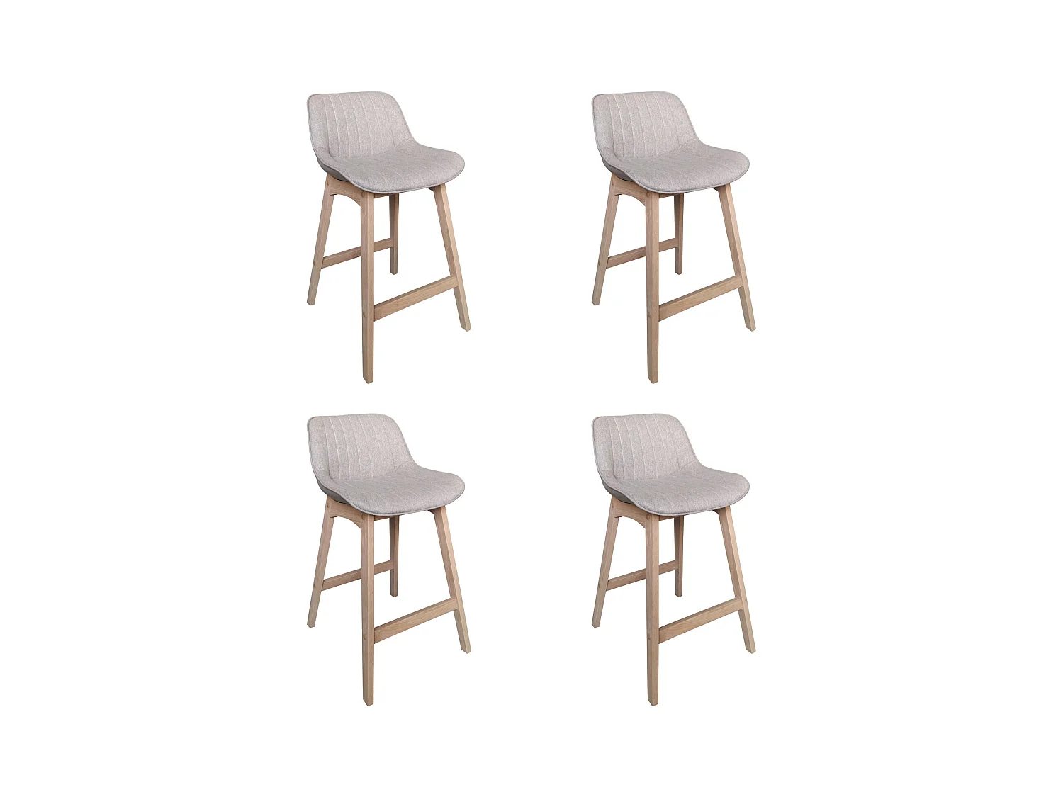 Lot de chaises d'îlot et bar en chêne et assise tissu H65cm