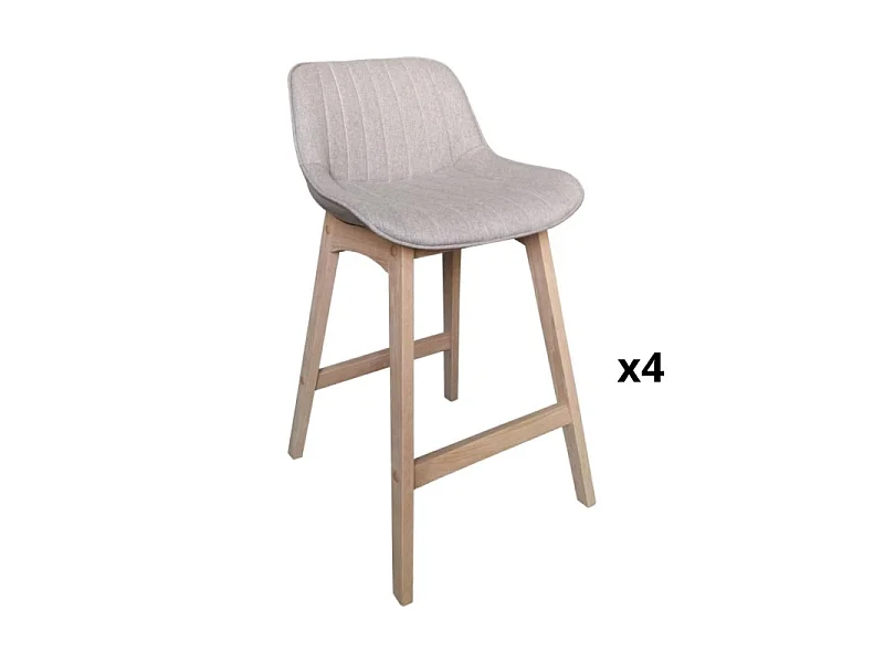 Conjunto de ilha e cadeiras de bar em carvalho com assento em tecido MELLOW de 65 cm