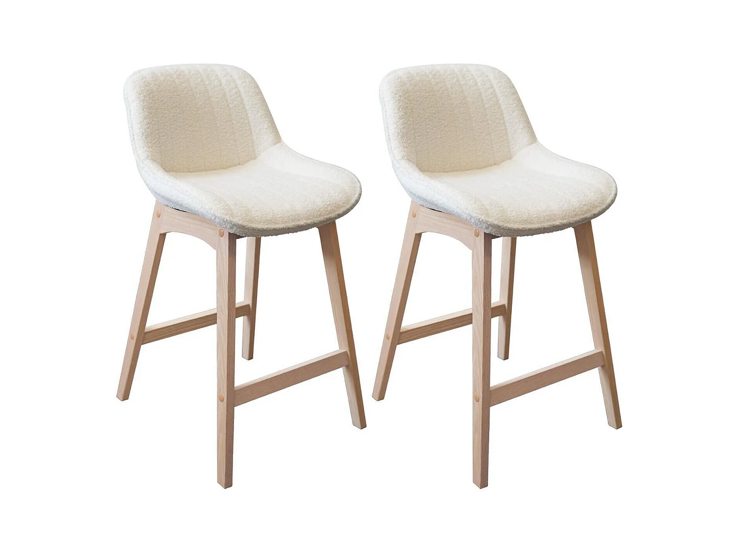 Lot de chaises d'îlot et bar en chêne et assise tissu bouclette H65cm