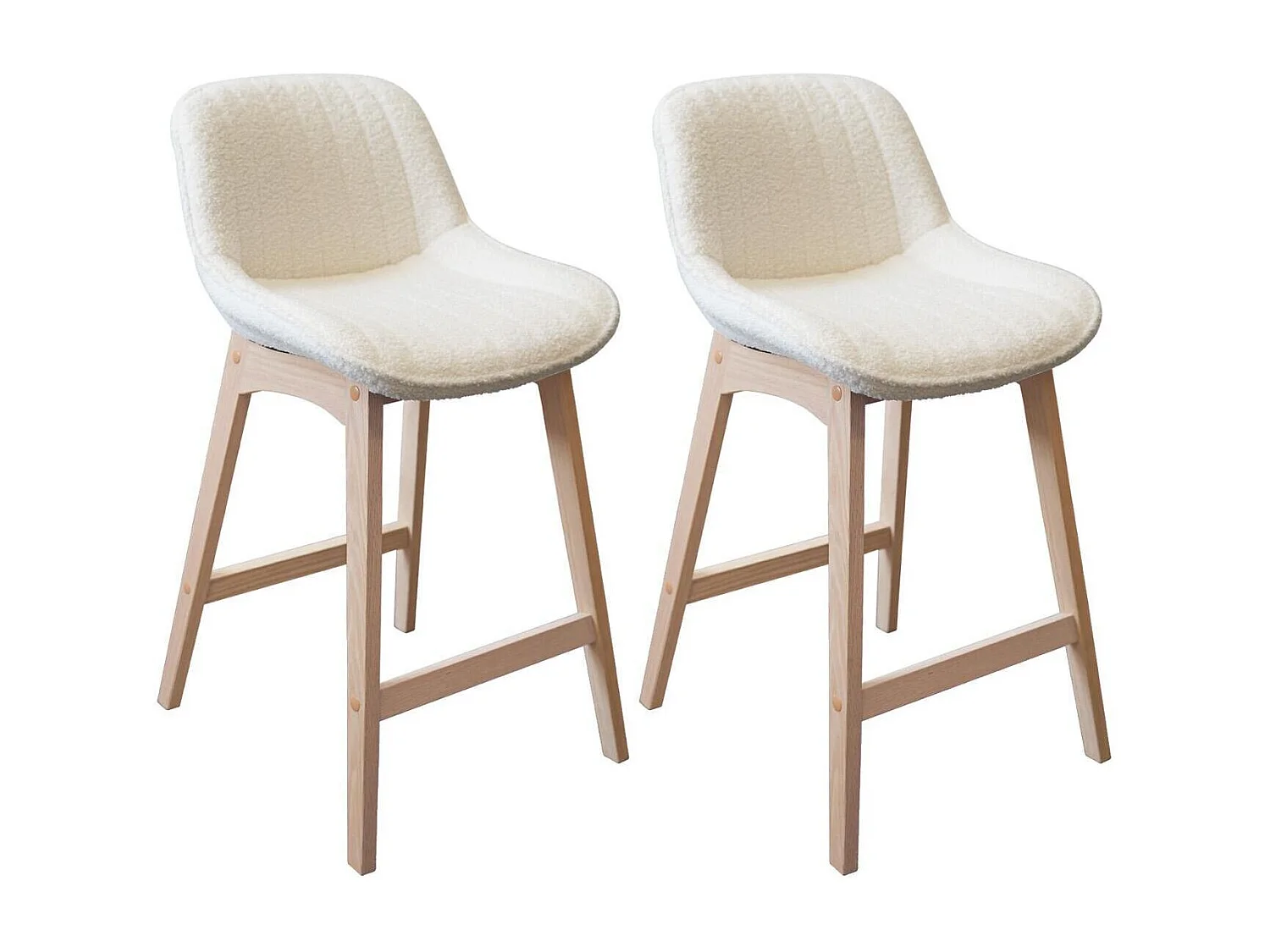 Set di sedie da bar e da isola in rovere con seduta in tessuto spugna MILK da 65 cm